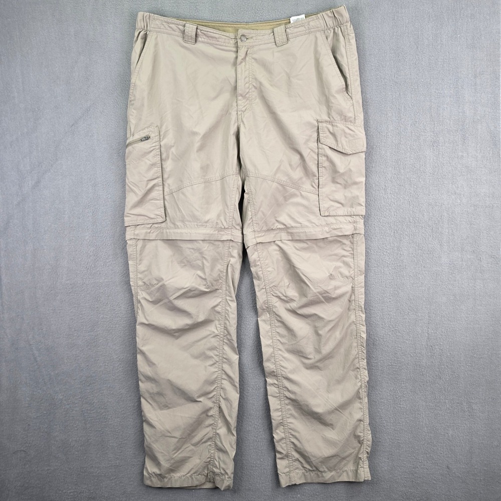 Columbia Pants Silver Ridge Convertible Cargo Tan 40x34 Nylon Hiking Outdoor
